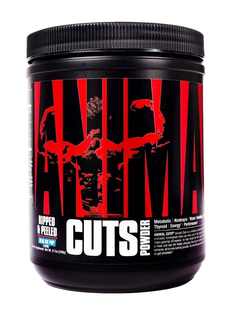 UNIVERSAL NUTRITION مسحوق Animal Cuts من Universal Nutrition - معزز التمثيل الغذائي، منشط الذهن، كارنيتين، تيروسين، مدر للبول، مذاق رائع، مشروب Blue Ice Pop، 248 جم - Image 1