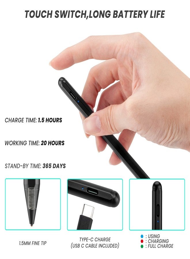 Edivia 2022 Chromebook X360 Laptop Stylus, Active Stylus for HP Chromebook X360 Laptop Pen with Ultra Fine Tip,Touch-Control and Rechargeable,Good for Drawing and Writing,Black - Image 5