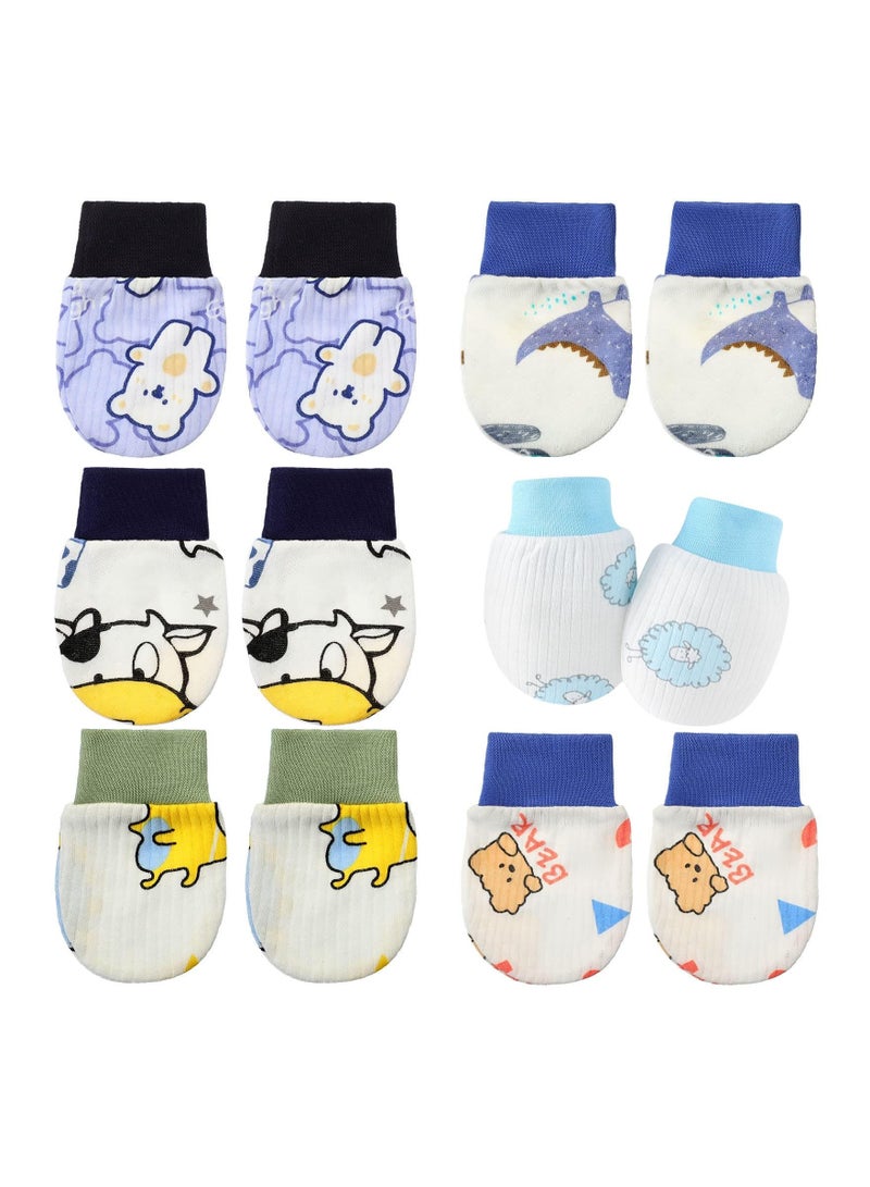 KASTWAVE 6 Pairs Newborn Baby Mittens No Scratch Gloves Infant Toddler Anti Scratch Essentials Unisex Cotton  - Image 1
