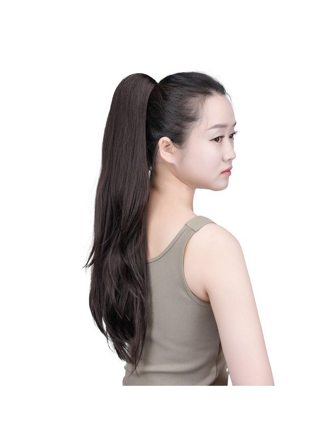 SYXLCYGG - Dark Brown Clip In Ponytail Yaki Straight Claw Clip Ponytails 22 5.5 Oz Synthetic Fake Hair Pieces For Women Like Real Hair Fluffy¬ Tangled - Image 1