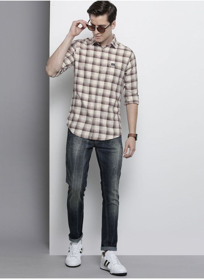 The Indian Garage Co Men Slim Fit Checkered Full Sleeves Spread Collar Casual Shirt  - Image 5