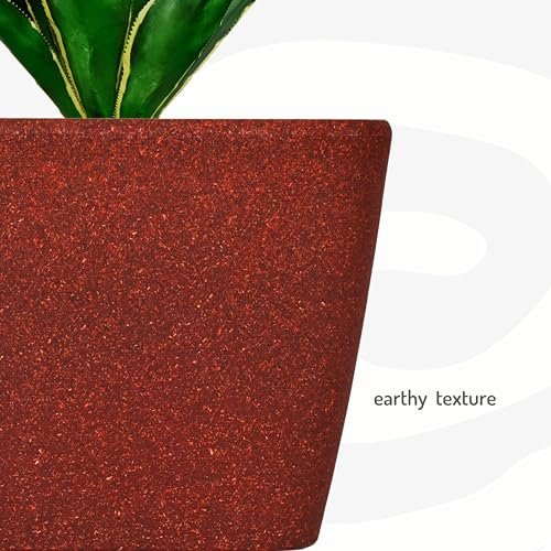 Eha Set of 2 Earth-Friendly Daisy 7" Self-Watering pots and Planters | Bamboo Based | UV Protected | for Indoor, Home Decor, Outdoor, Balcony & Garden | Coral - Image 4