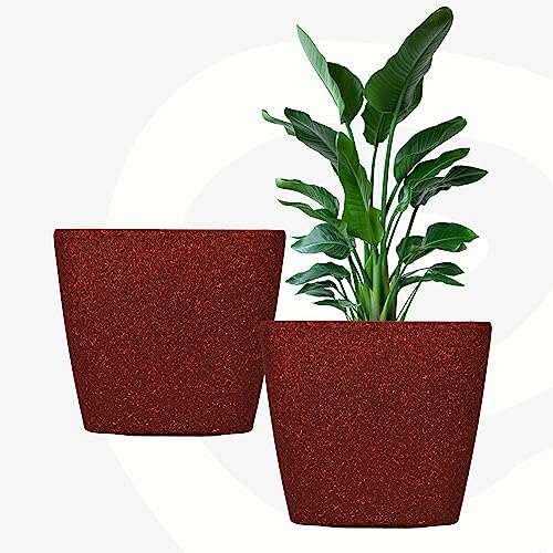 Eha Set of 2 Earth-Friendly Daisy 7" Self-Watering pots and Planters | Bamboo Based | UV Protected | for Indoor, Home Decor, Outdoor, Balcony & Garden | Coral - Image 1