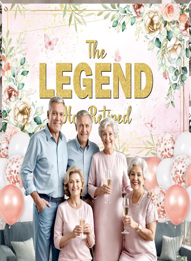 LUUFILx Pink Floral Retirement Party Decorations: The Legend Has Retired Banner, Backdrop, Table Honeycomb Centerpiece, Retirement Hanging Swirls, Balloons - Image 2