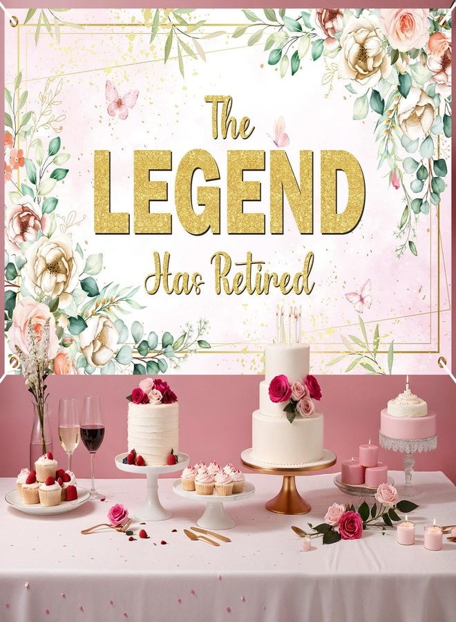 LUUFILx Pink Floral Retirement Party Decorations: The Legend Has Retired Banner, Backdrop, Table Honeycomb Centerpiece, Retirement Hanging Swirls, Balloons - Image 4