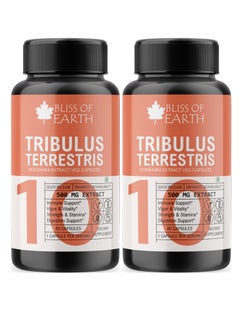 BLISS OF EARTH Tribulus Terrestris Extract Supplement For Men & Women 500mg High Potency Gokshura Root Extract 60 Veg Capsules For Energy Stamina & Muscle Growth Pack of 2  - Image 1
