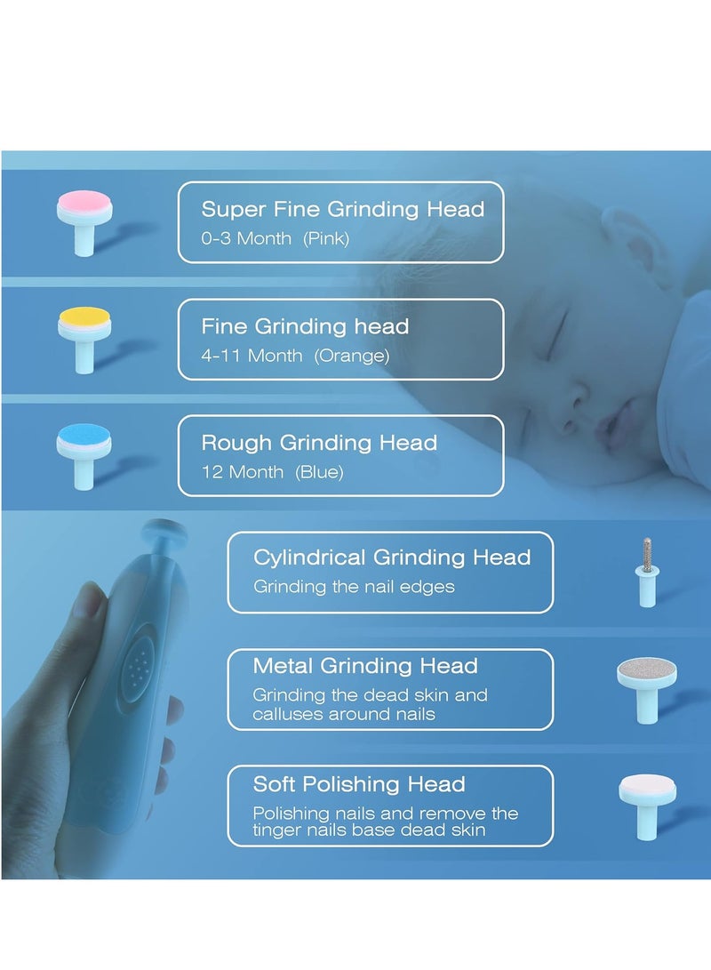 ELTRAZONE Baby Nail Clippers, Safe Electric Baby Nail File Kit for Newborns, Toddlers, Toes and Nails Care, Polishing and Trimming, 6 Grinding Heads and LED Light, Pink - Image 4