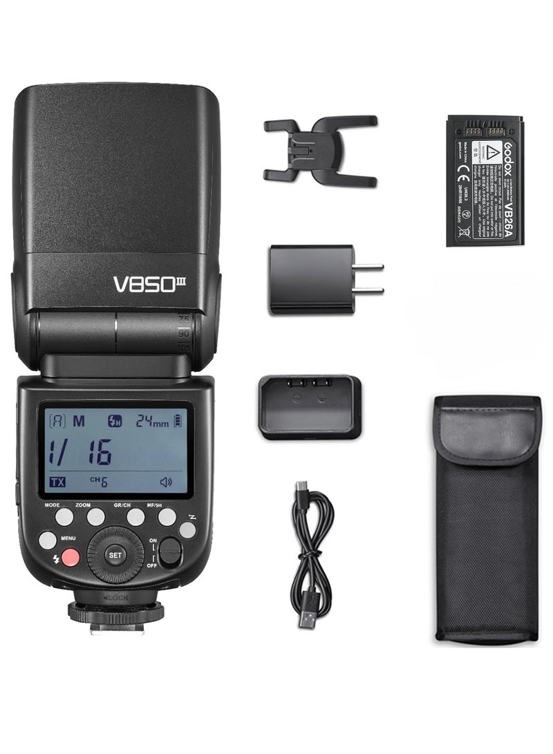 Godox V850III 2.4G Wireless Camera Flash Speedlite On-camera Transmitter/ Receiver Speedlight 1/8000s HSS GN60 with 2600mAh Large Capacity Battery Replacement for Canon/ Nikon/ Sony/ Panasonic/ Olympus DSLR Cameras - Image 2