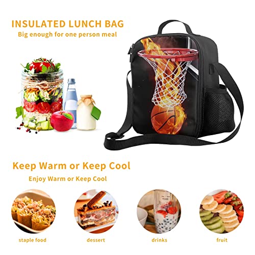 PAUSEBOLL Basketball Lunch Bag for Boys, Insulated Lunch Bag for Adult Teens Girls, Reusable Portable Lunch Box Cooler Tote Waterproof Lunch Container for School Office Picnic - Image 3
