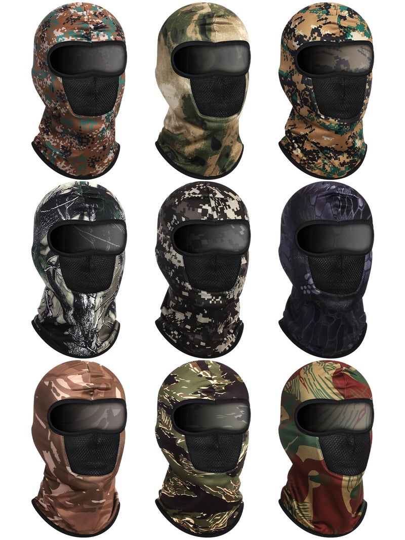 SATINIOR 9 Pcs Camo Balaclava Ski Mask Full Face Sun Mask for Men Women Face Cover Breathable UV Protection for Outdoor Sport(Medium,Novel Camouflage) - Image 1