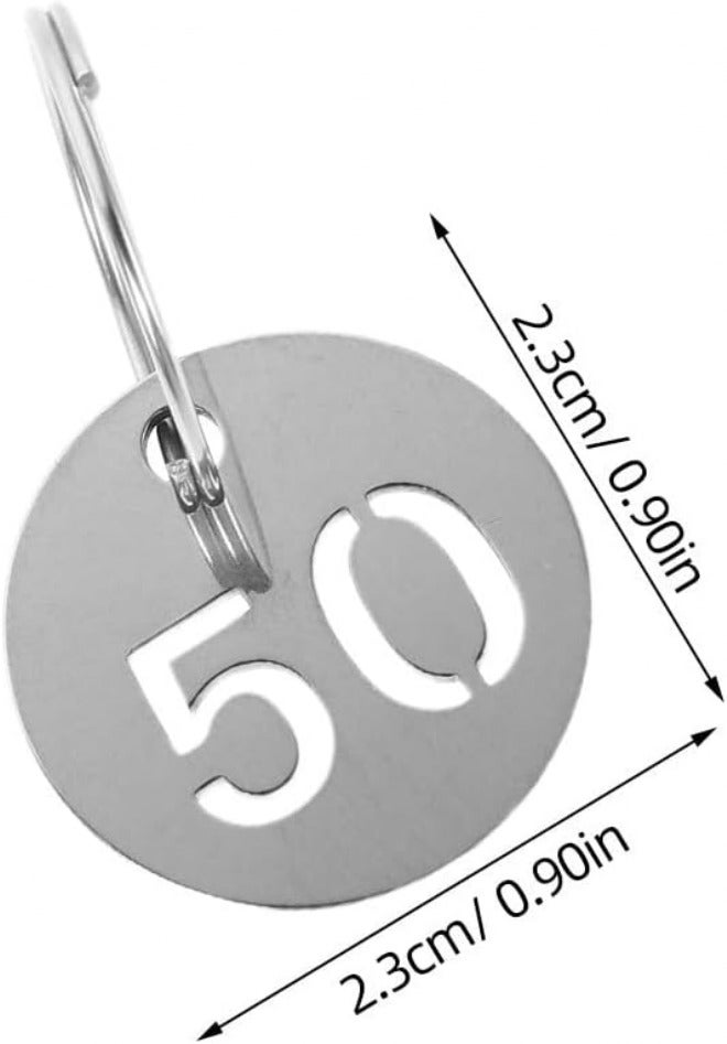 50pcs Stainless Steel Numbered Key Tags with Hollowed Digits, Round Metal Coding Tags with Split Rings for Cabinet, Locker, and Key Box Organization - Image 2