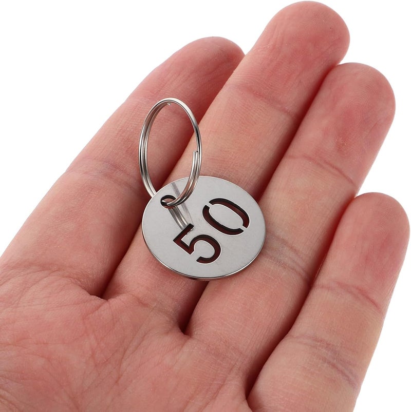 50pcs Stainless Steel Numbered Key Tags with Hollowed Digits, Round Metal Coding Tags with Split Rings for Cabinet, Locker, and Key Box Organization - Image 4