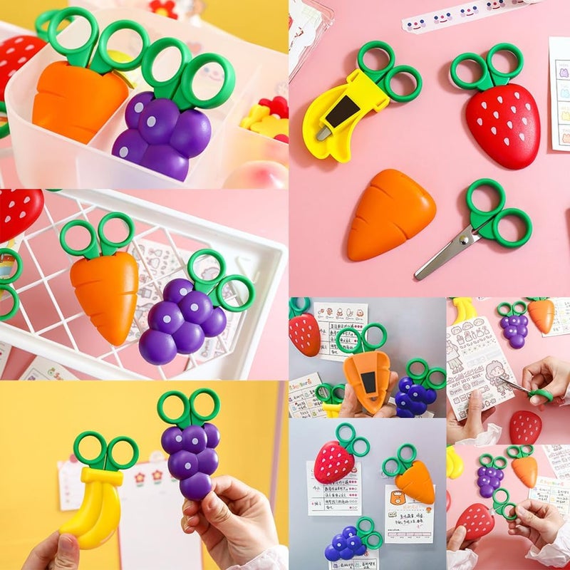 AKOAK 1 Count Paper Scissors, Children's Safety Paper Cuttings Scissors, Creative Fruit Scissors and Refrigerator Magnets are the Home Decorations for Students/Children (Strawberry) - Image 5