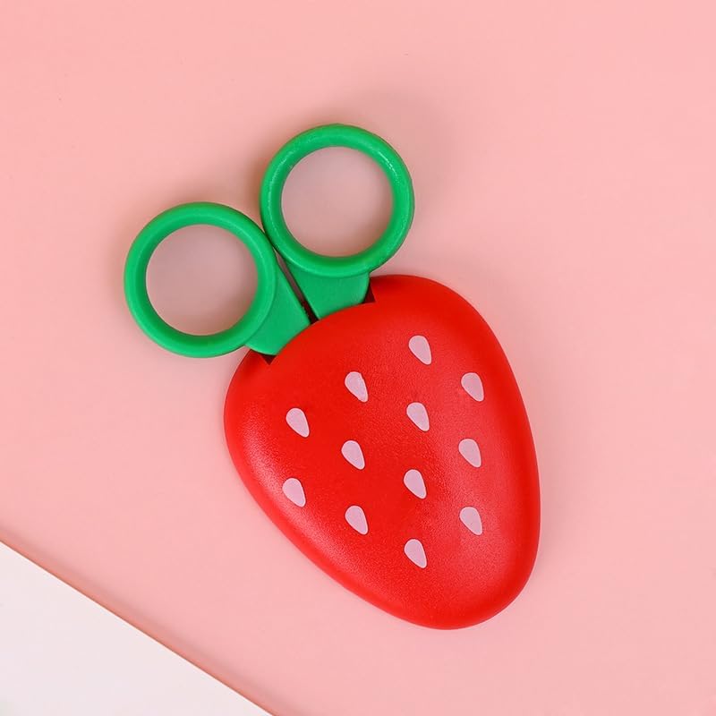 AKOAK 1 Count Paper Scissors, Children's Safety Paper Cuttings Scissors, Creative Fruit Scissors and Refrigerator Magnets are the Home Decorations for Students/Children (Strawberry) - Image 4