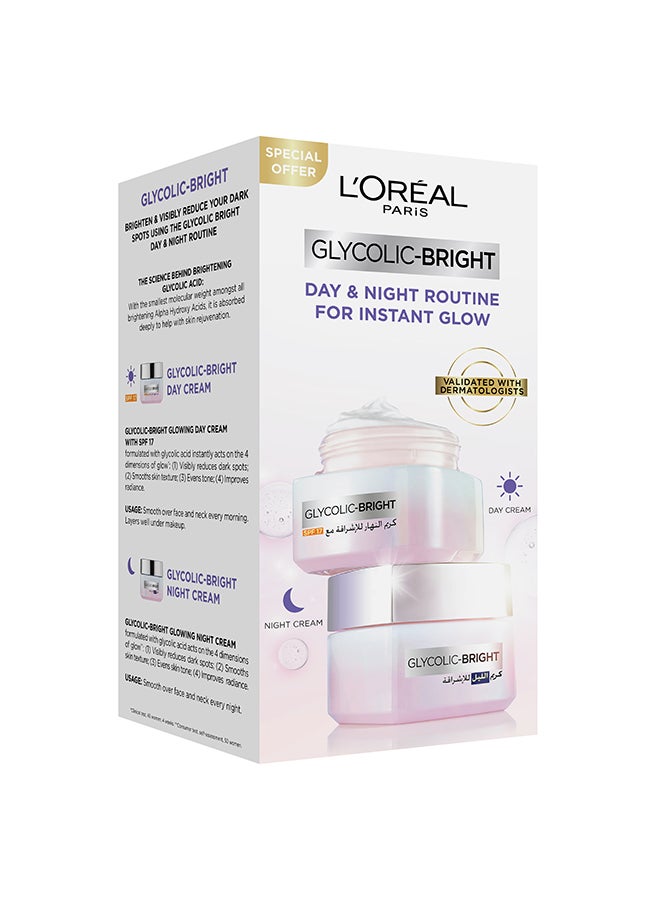 L'OREAL PARIS Glycolic Bright Day Cream And Night Cream 100ml  - Image 1