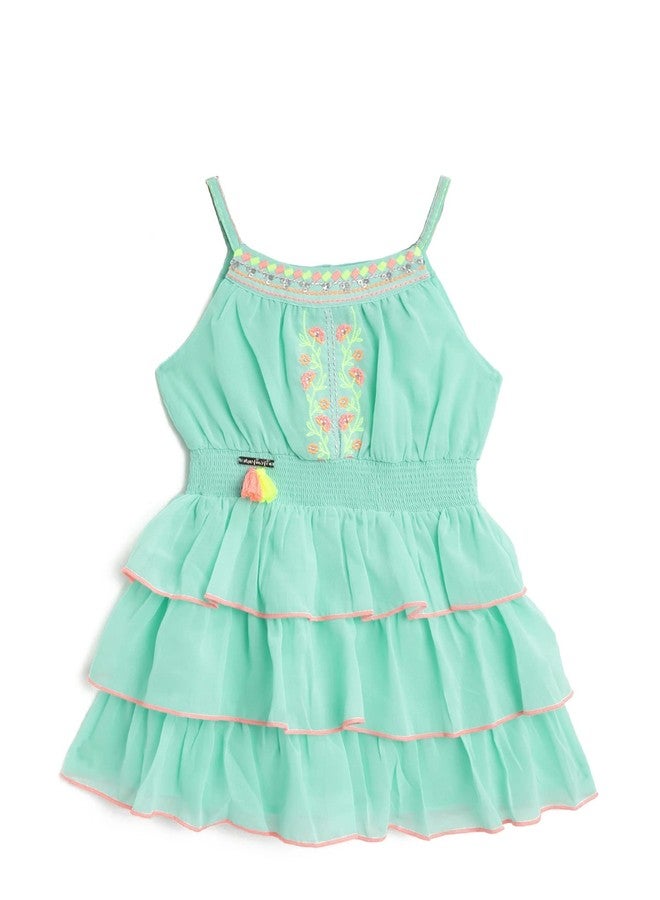 Nautinati فستان ناوتيناتي للفتيات الرضع مزخرف بالأزهار بتصميم A-Line | العمر 0-3 سنوات - Image 1