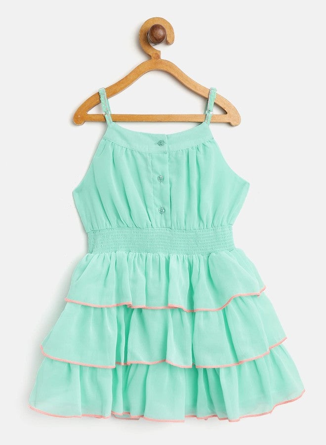 Nautinati فستان ناوتيناتي للفتيات الرضع مزخرف بالأزهار بتصميم A-Line | العمر 0-3 سنوات - Image 2