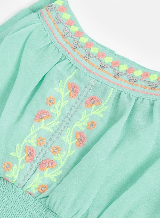 Nautinati فستان ناوتيناتي للفتيات الرضع مزخرف بالأزهار بتصميم A-Line | العمر 0-3 سنوات - Image 4