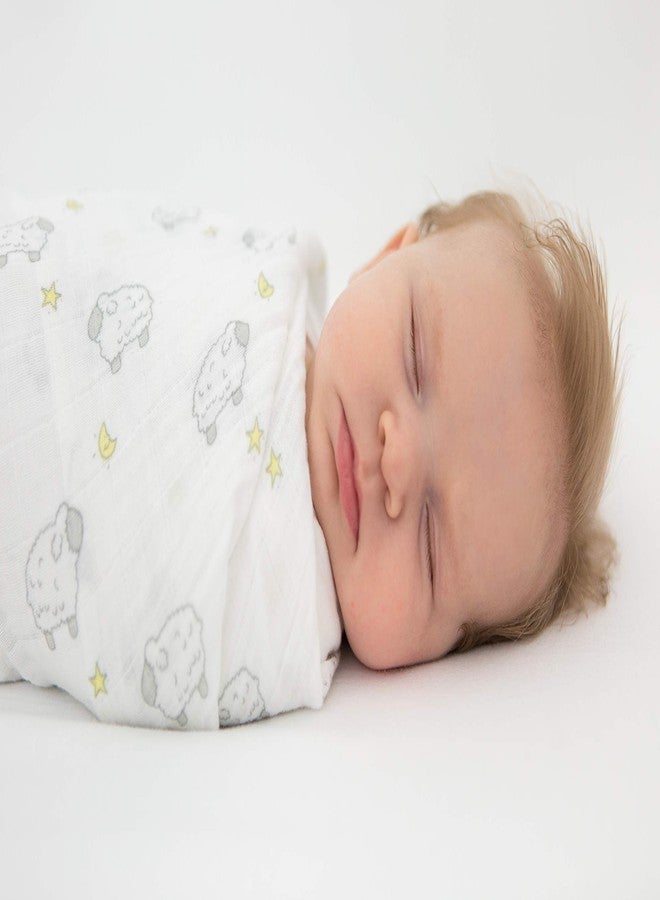 SwaddleDesigns Cotton Muslin Swaddle Blanket, Receiving Blanket for Boys & Girls, Best Shower Gift, 46x46 inches, Little Lambs, Sterling - Image 3