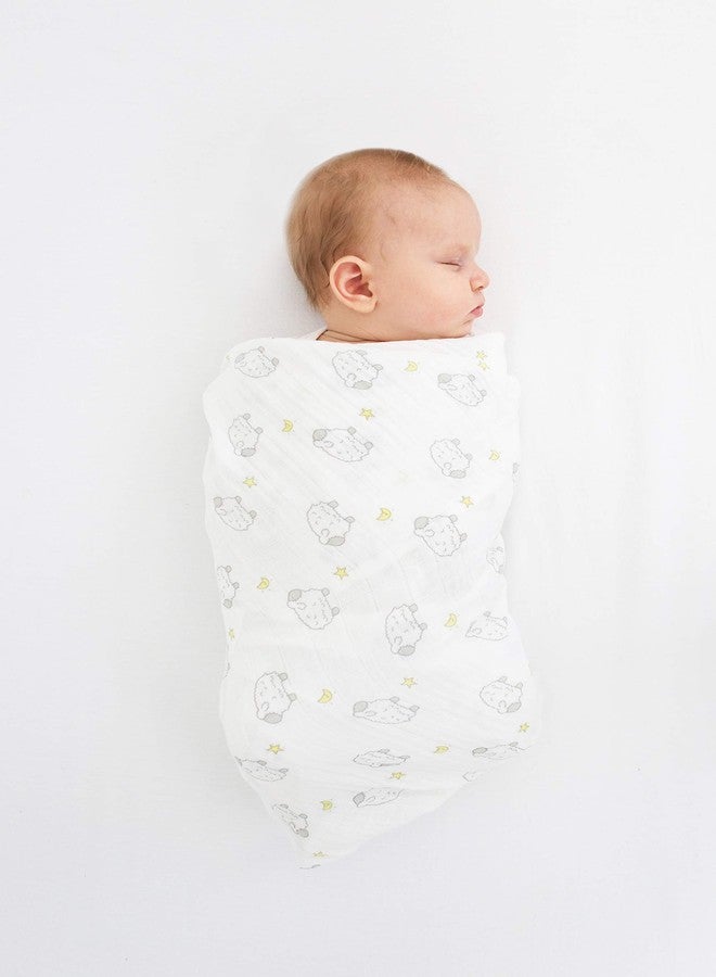 SwaddleDesigns Cotton Muslin Swaddle Blanket, Receiving Blanket for Boys & Girls, Best Shower Gift, 46x46 inches, Little Lambs, Sterling - Image 5