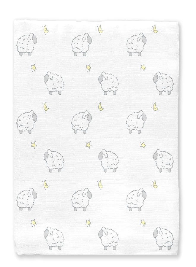 SwaddleDesigns Cotton Muslin Swaddle Blanket, Receiving Blanket for Boys & Girls, Best Shower Gift, 46x46 inches, Little Lambs, Sterling - Image 2