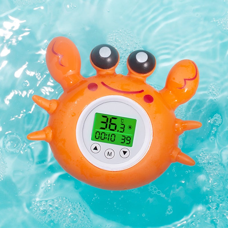 Baby Bath Thermometer: Orange Premium Quality, Tri-color Display, 5-level Temp Alarm - Backlit Large Screen, Dual-mode Thermometer for Infant Bath & Room Use - Image 2