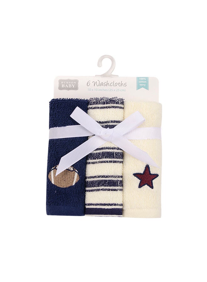 hudson baby Washcloths Woven Terry 6 Piece Football - Image 2