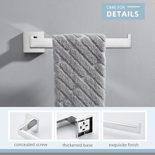 Angle Simple Bathroom Towel Holder, SUS 304 Stainless Steel Kitchen Hand Towel Rack Hanger for Wall, Polished Chrome, 10.24 Inches - Image 5