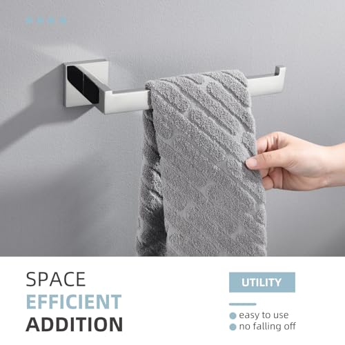Angle Simple Bathroom Towel Holder, SUS 304 Stainless Steel Kitchen Hand Towel Rack Hanger for Wall, Polished Chrome, 10.24 Inches - Image 4