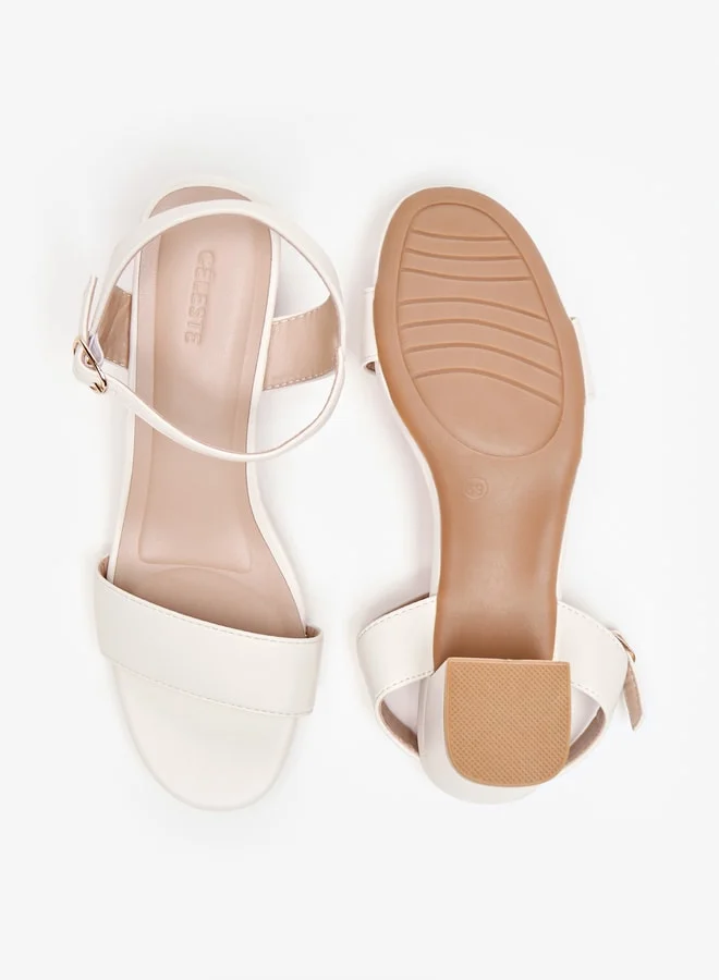 سيليست Women's Solid Block Heel Sandals with Buckle Closure