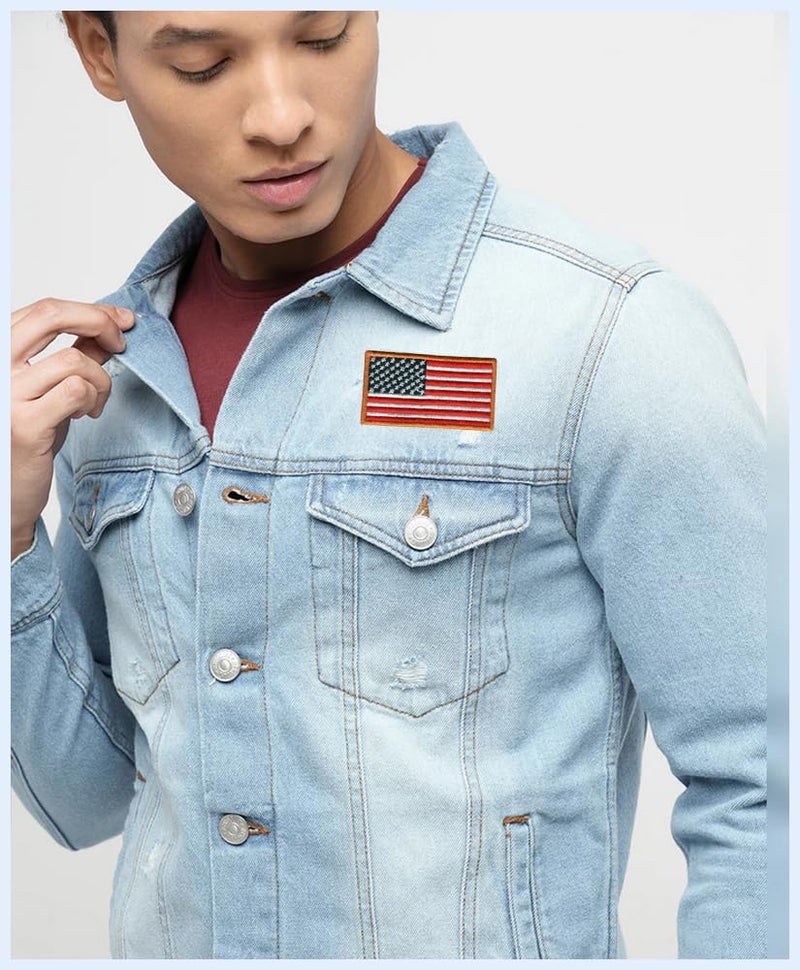 Generic 2 Pcs American Flag (US) Applique Embroidered Sew-on Patch ; Size Small: 7cm x 4cm for Jackets, Bags, Caps, T-Shirts, Jeans, Outdoor Clothing ; Imported from Malaysia (1 Pair). (Code: SBX-181) - Image 3