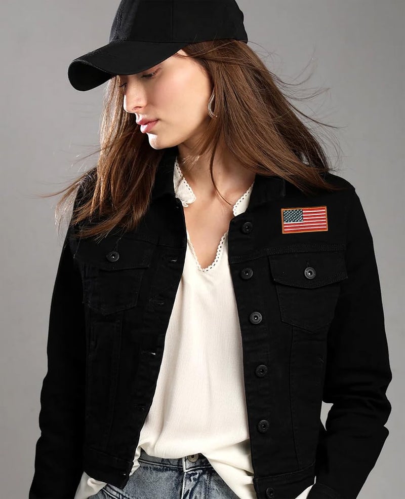 Generic 2 Pcs American Flag (US) Applique Embroidered Sew-on Patch ; Size Small: 7cm x 4cm for Jackets, Bags, Caps, T-Shirts, Jeans, Outdoor Clothing ; Imported from Malaysia (1 Pair). (Code: SBX-181) - Image 4