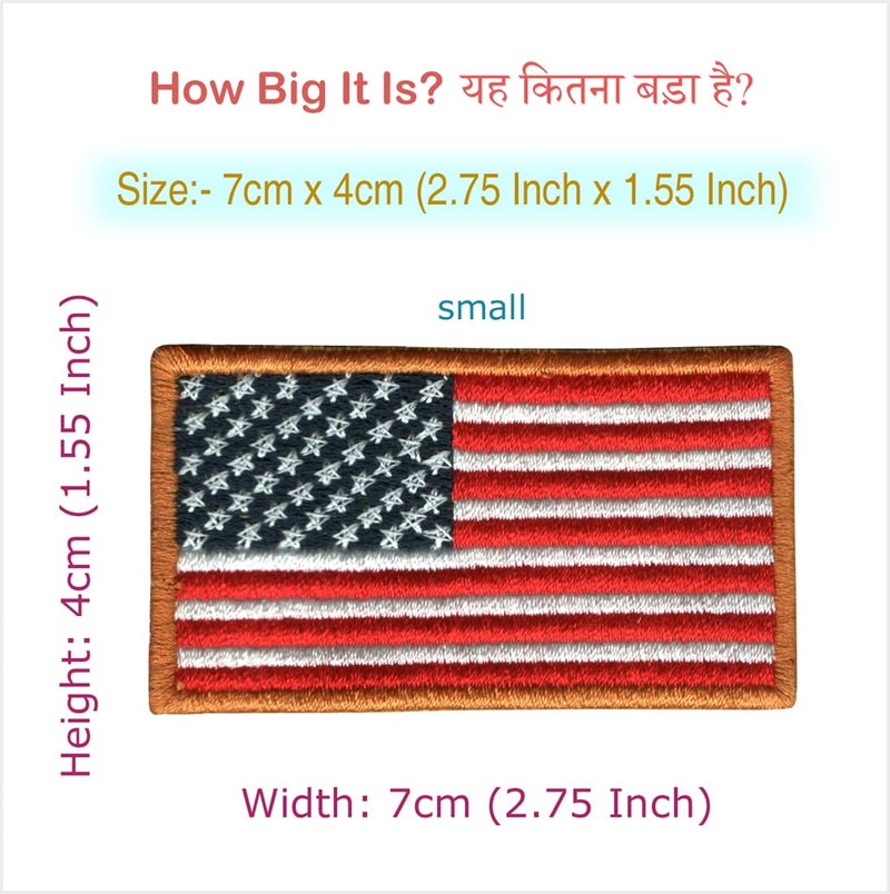 Generic 2 Pcs American Flag (US) Applique Embroidered Sew-on Patch ; Size Small: 7cm x 4cm for Jackets, Bags, Caps, T-Shirts, Jeans, Outdoor Clothing ; Imported from Malaysia (1 Pair). (Code: SBX-181) - Image 2