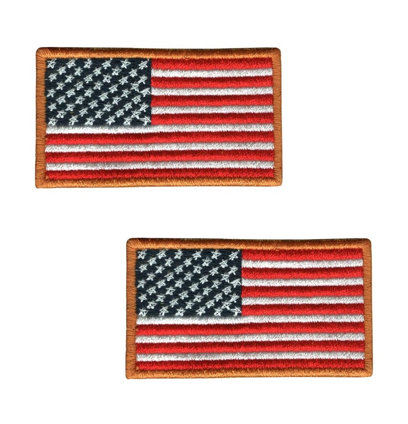 Generic 2 Pcs American Flag (US) Applique Embroidered Sew-on Patch ; Size Small: 7cm x 4cm for Jackets, Bags, Caps, T-Shirts, Jeans, Outdoor Clothing ; Imported from Malaysia (1 Pair). (Code: SBX-181) - Image 1