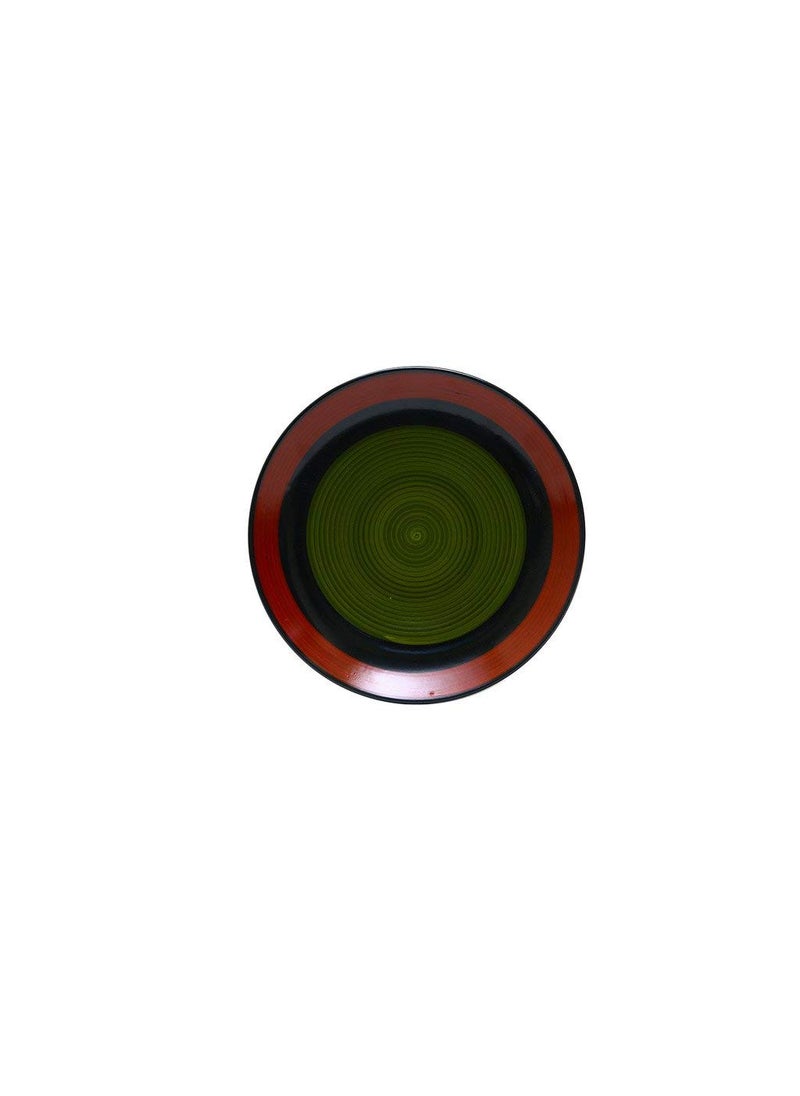 Caffeine Caffeine Ceramic Handmade Stoneware Green Chandrakari Dinner Plates10 inch Set of 4 Ceramic Plates for Dinner (Microwave & Dishwasher Safe)  - Image 3
