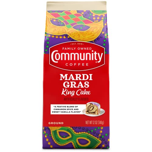 Community Coffee Mardi Gras King Cake Flavored 12 Ounces, Medium Roast Ground Coffee, 12 Ounce Bag (Pack of 1) - Image 1