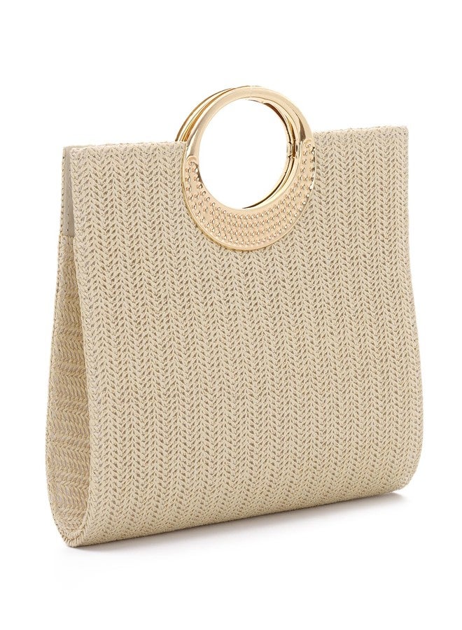 LUI SUI Top Handle Straw Clutch Purse Handbag for Women, Summer Straw Beach Evening Bag, Raffia Handbag 2026 - Image 1