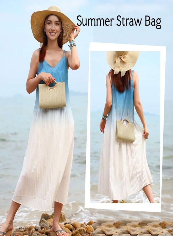 LUI SUI Top Handle Straw Clutch Purse Handbag for Women, Summer Straw Beach Evening Bag, Raffia Handbag 2026 - Image 2