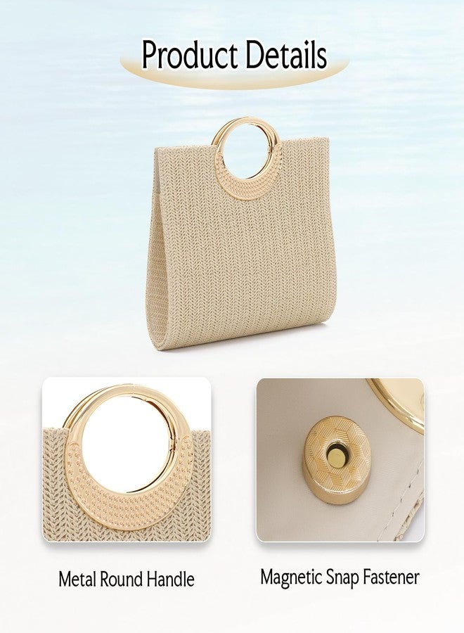 LUI SUI Top Handle Straw Clutch Purse Handbag for Women, Summer Straw Beach Evening Bag, Raffia Handbag 2026 - Image 4