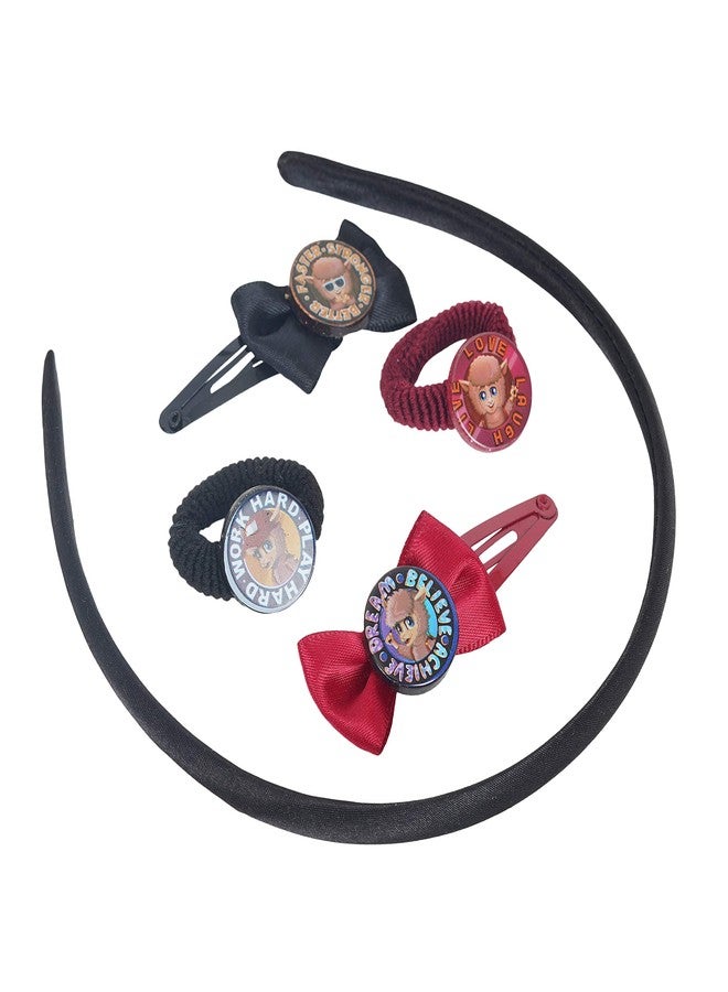 CRYA Kids Plastic 'Dream Girl' 1 Hairband, 2 Hair Clips and 2 Elastic Bands, Hair Accessory Set (Multicolour, Age: 3-10 Years) - Image 5