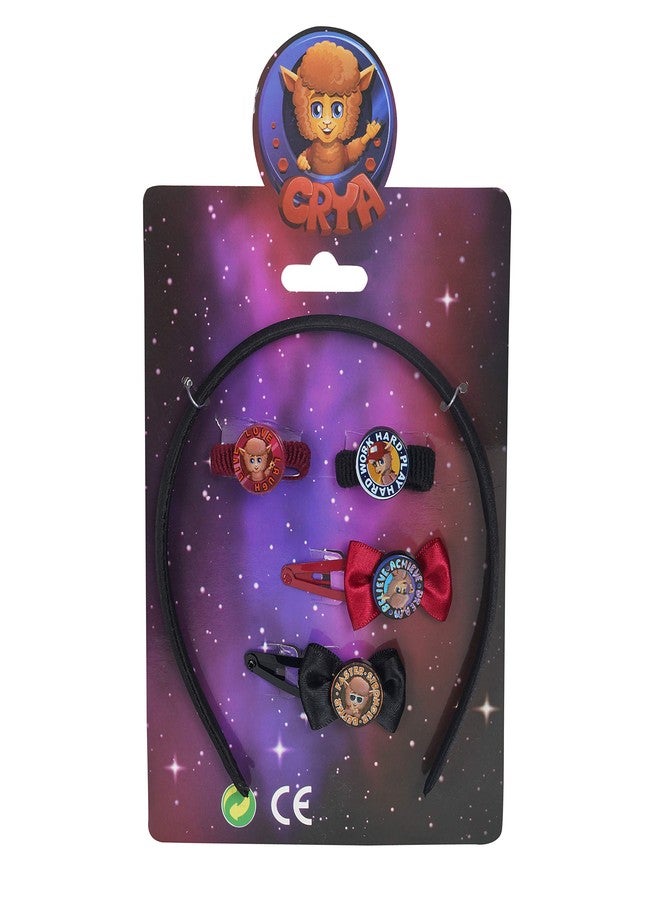 CRYA Kids Plastic 'Dream Girl' 1 Hairband, 2 Hair Clips and 2 Elastic Bands, Hair Accessory Set (Multicolour, Age: 3-10 Years) - Image 1