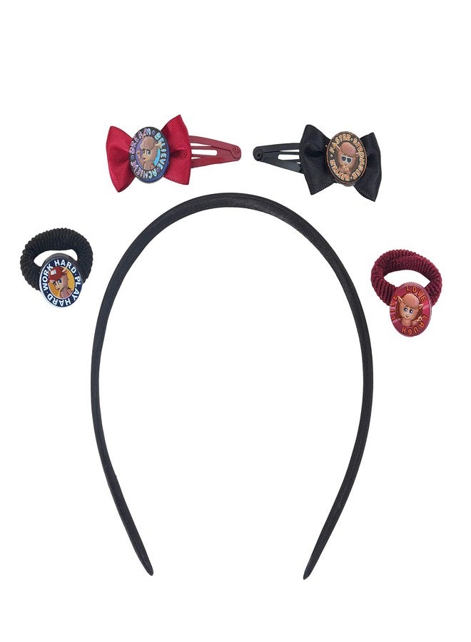 CRYA Kids Plastic 'Dream Girl' 1 Hairband, 2 Hair Clips and 2 Elastic Bands, Hair Accessory Set (Multicolour, Age: 3-10 Years) - Image 2