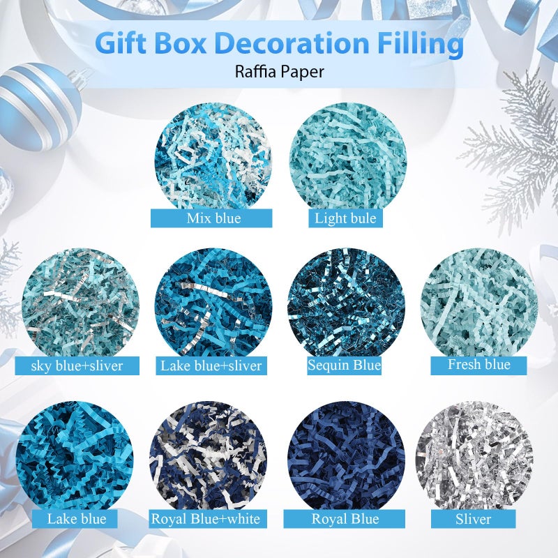 Zonon 10 Pack 300g Crinkle Cut Paper Shred Filler for Packing and Empty Basket Filler  Raffia Tissue Paper Stuffers Gift Boxes for Wrapping Party Supplies(Lake Color) - Image 2
