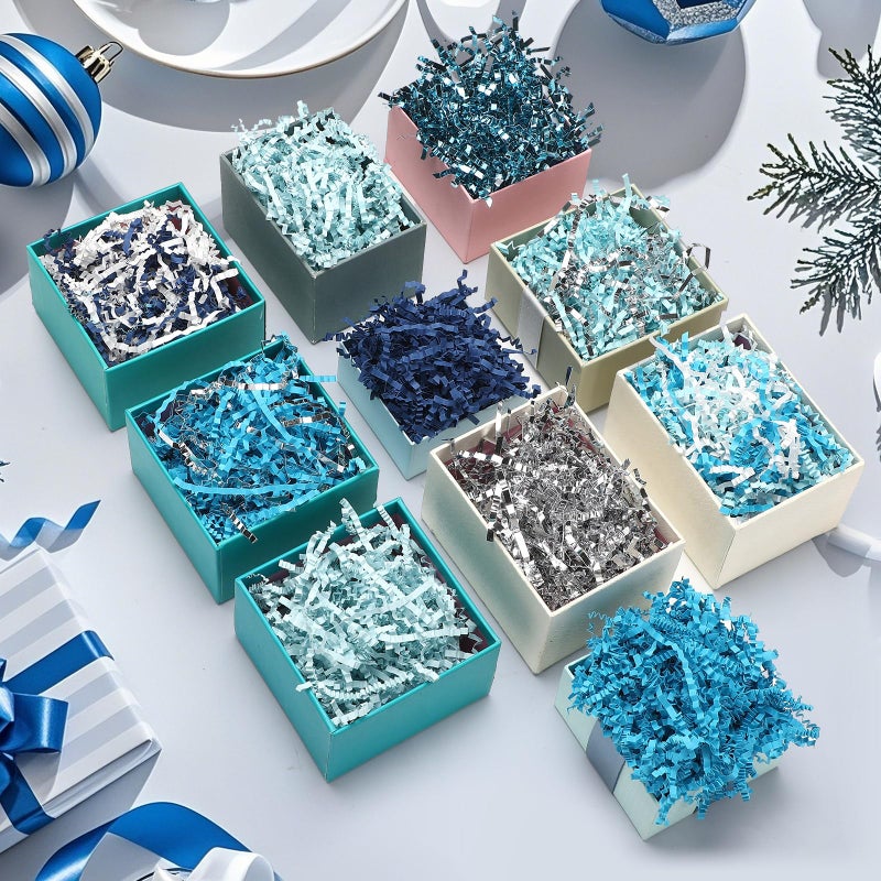 Zonon 10 Pack 300g Crinkle Cut Paper Shred Filler for Packing and Empty Basket Filler  Raffia Tissue Paper Stuffers Gift Boxes for Wrapping Party Supplies(Lake Color) - Image 3