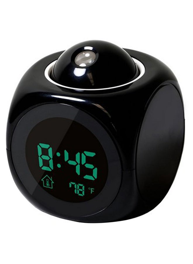 LCD Projection Voice Talking Digital Alarm Clock with Temperature Display Black/White - Image 1
