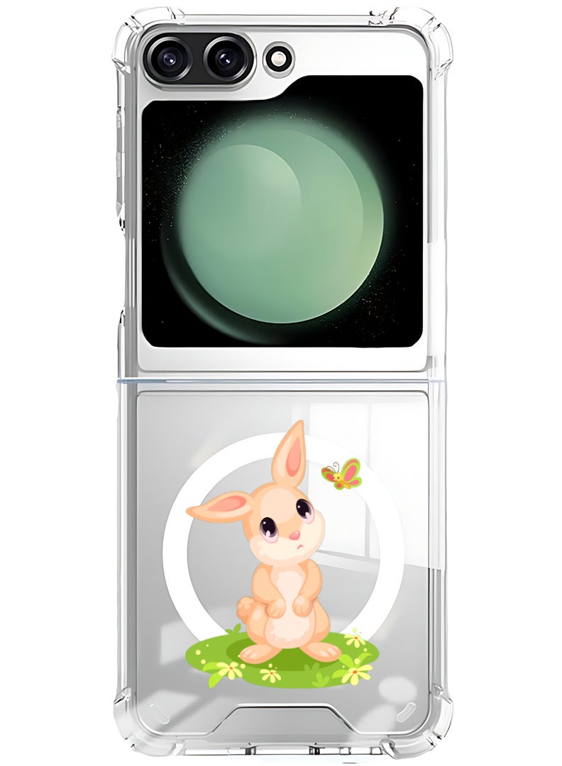 Theodor Magnetic Case for Samsung Galaxy Z Flip 6 Compatible with MagSafe Wireless Charging, Shockproof Phone Bumper Cover sad rabbit - Image 1