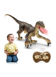 Remote Control Dinosaur Toys for Kids, Walking and Roaring Robot Dinosaur Toy with LED Light Up Eyes, 2.4Ghz Electronic RC Dinosaur