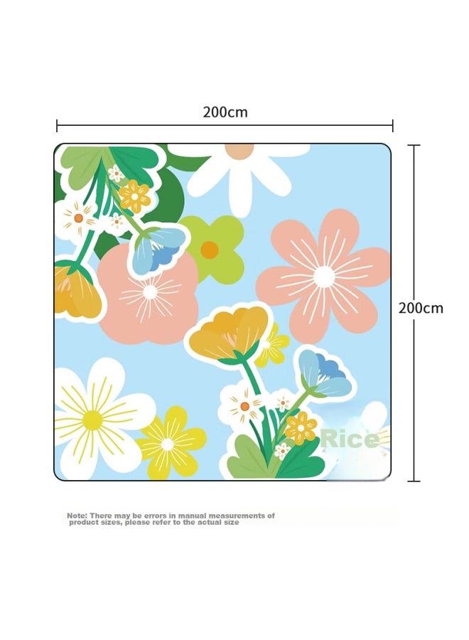 Suncojia Outdoor Picnic Mat, Park Tent Moisture-proof Mat, Large Flower Pattern Ultrasonic Machine Washable Ground Mat 200*200cm - Image 3