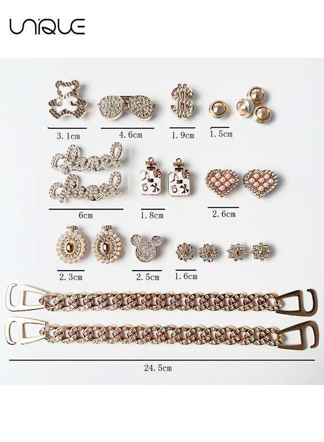 Unique 22 Pcs Sparkling Shoe Jewelry - Heart Shaped Shoe Flower - Flower Shoe Flower - Chain Decoration - For Decorating Beach Shoes, Hole Shoes - Gifts  - Image 2