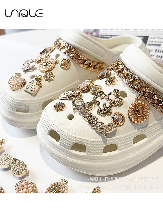 Unique 22 Pcs Sparkling Shoe Jewelry - Heart Shaped Shoe Flower - Flower Shoe Flower - Chain Decoration - For Decorating Beach Shoes, Hole Shoes - Gifts  - Image 3